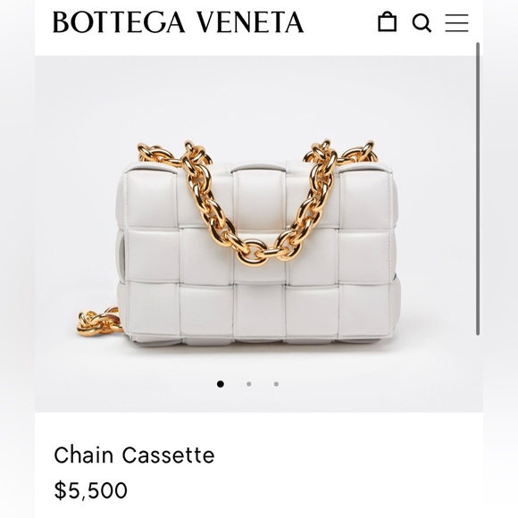 Bottega Veneta Chain Cassette Padded Intrecciato Crossbody Bag - White/Gold - Picture 12 of 14